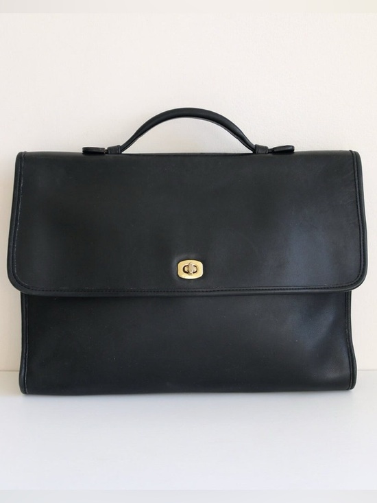 Coach Other - Coach Black Leather Briefcase with Gold Tone Lock & Hinges Vintage